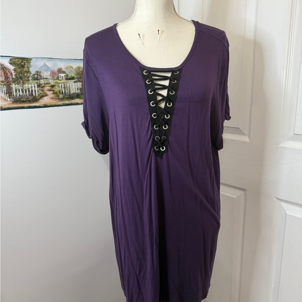 Torrid Purple Relaxed Tie Front T-Shirt